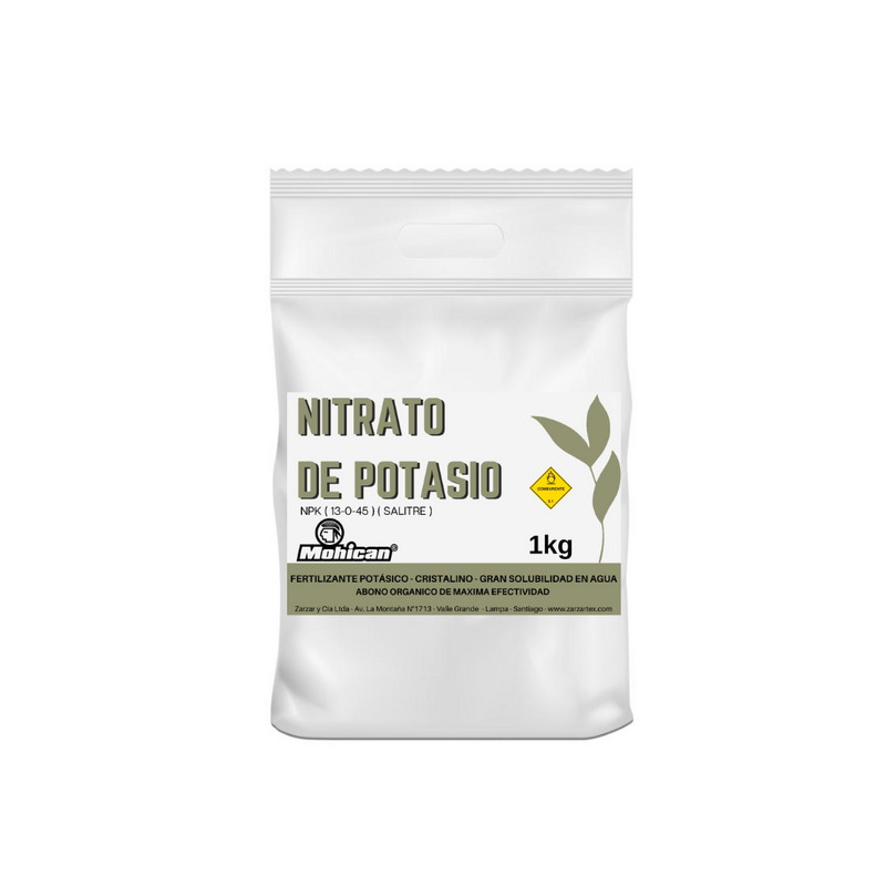 Nitrato de potasio (salitre)1 Kg, N 13% P 0% K 45%