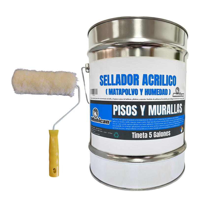 PROMO SELLADOR ACRILICO MATAPOLVO 5 GAL + RODILLO 18 CM