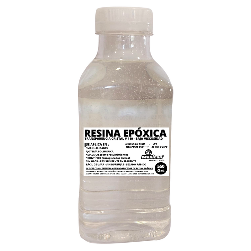 RESINA EPÓXICA CRISTAL BAJA VISCOSIDAD (550 GRS)