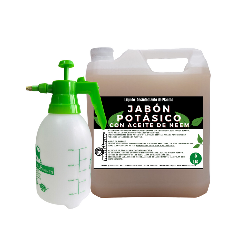 PROMO JABÓN POTÁSICO 5LTS CON ACEITE DE NEEM + FUMIGADOR 2L