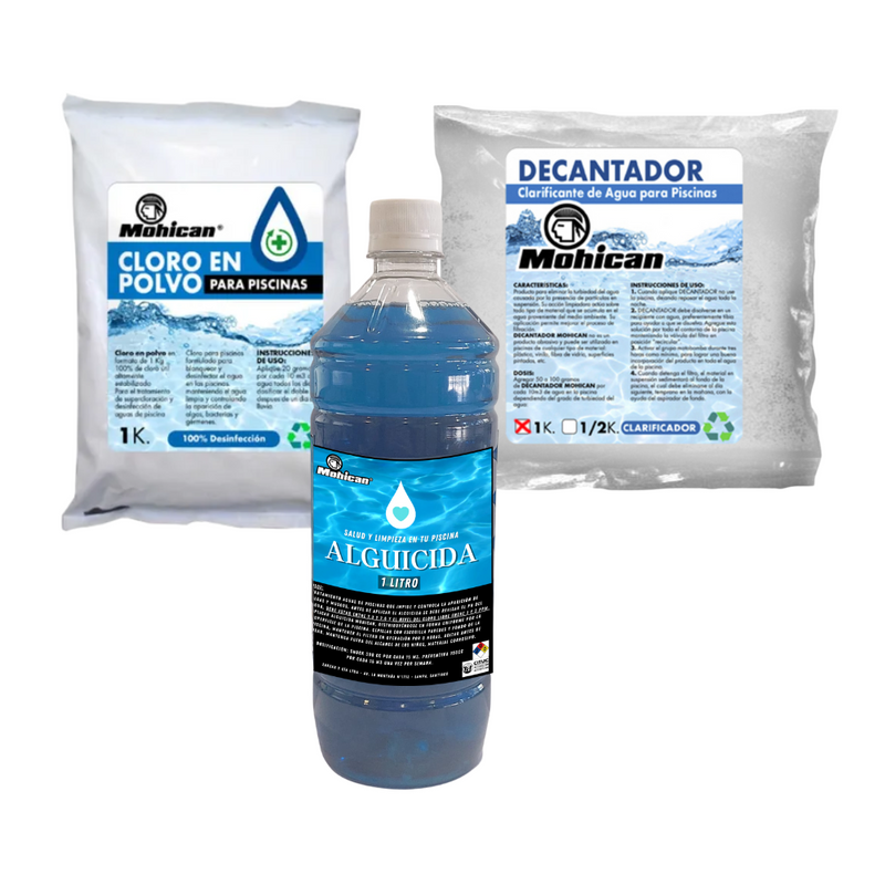 PROMO ALGUICIDA 1 LT + CLORO GRANULADO 1 KG+ DECANTADOR 1 KG