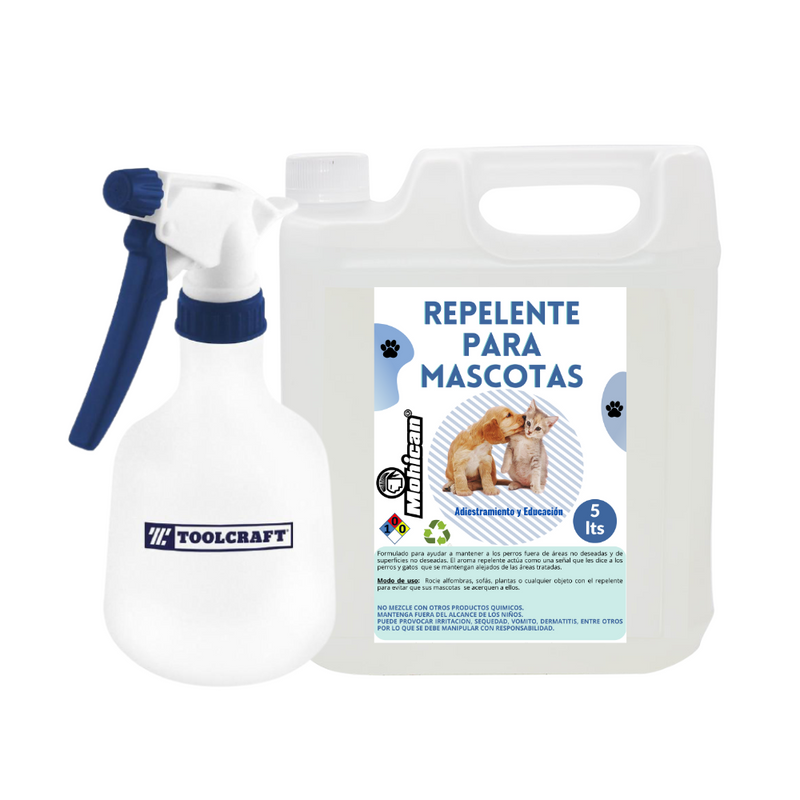 PROMO REPELENTE PARA MASCOTAS 5LT + FUMIGADOR TOOLCRAFT 1 LT