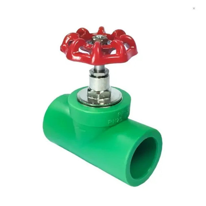 Llave Paso 32 Mm Ppr Verde Manilla Met. Roja